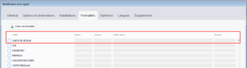 agent onglet formalité